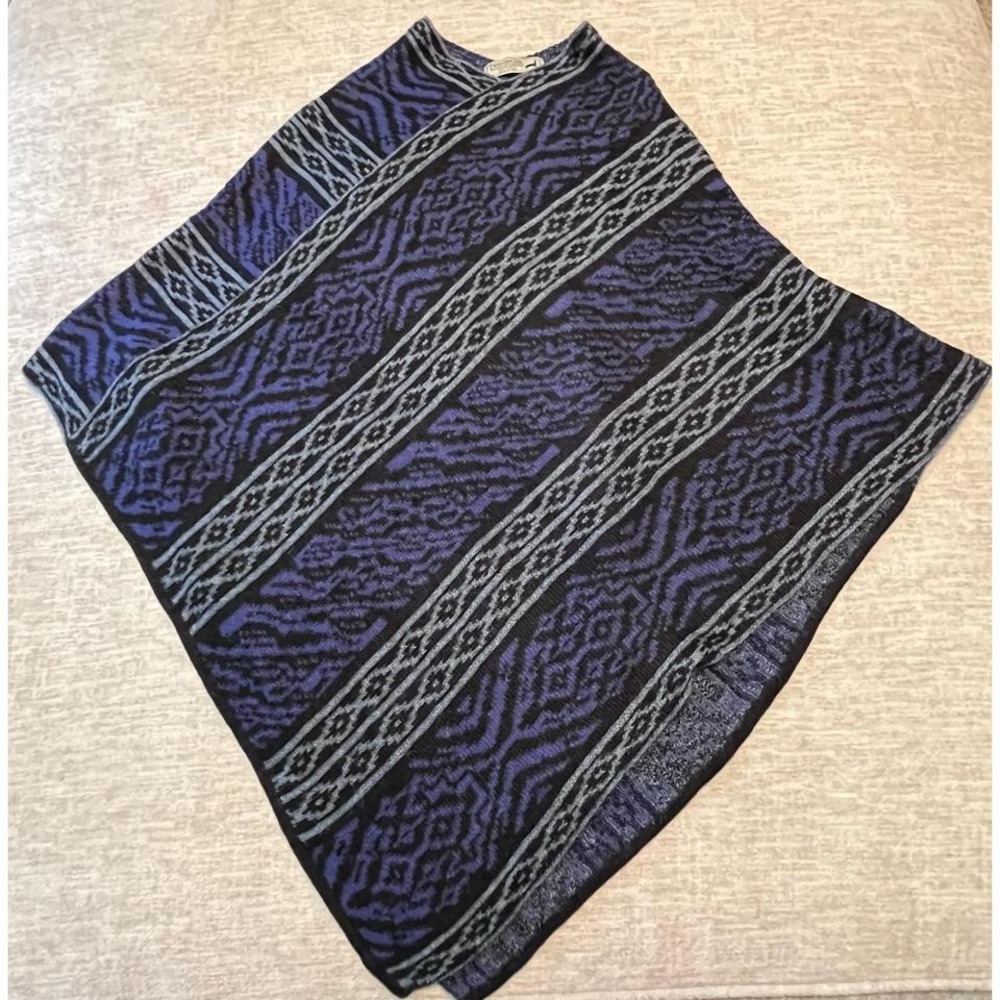 Peruvian Link Alpaca Collection Poncho 50% Alpaca 50% Acrylic Purple‎ Black Peru